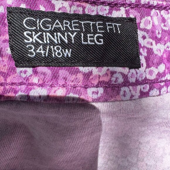 Nine West Jeans Womens Cigarette Fit Skinny Leg Pink Floral Capri Jean Pant 18W - Picture 2 of 11